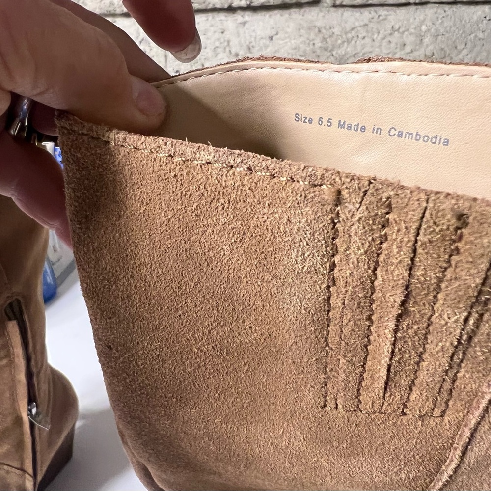 Dolce Vita Tan Suede Fringe Heeled Boots - Picture 9 of 9